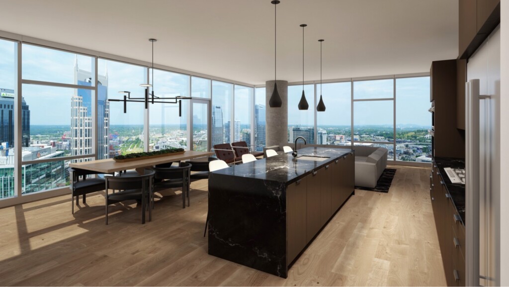 The Place interior kitchen island