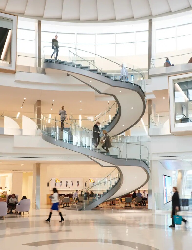 American Airlines interior curved staircase