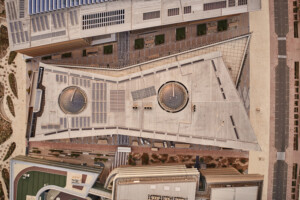 Kuwait College of Life Sciences exterior aerial top-down view