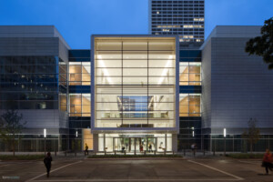 Northwestern Mutual Mason Street exterior entry at night