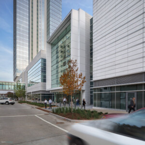 Northwestern Mutual Mason Street facade exterior as seen from a nearby park