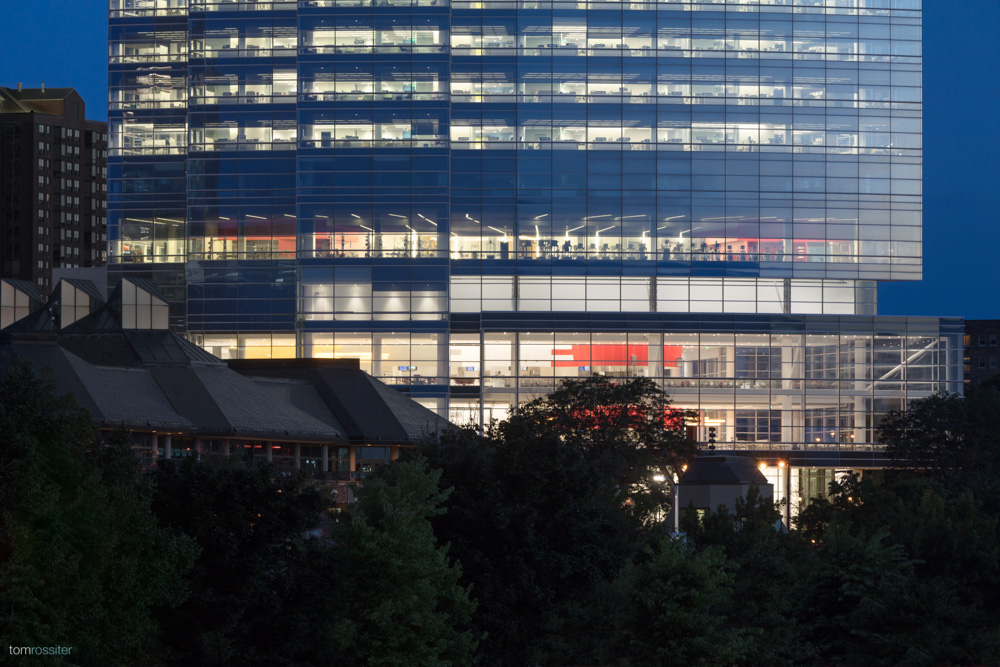 Northwestern Mutual tower exterior detail at night