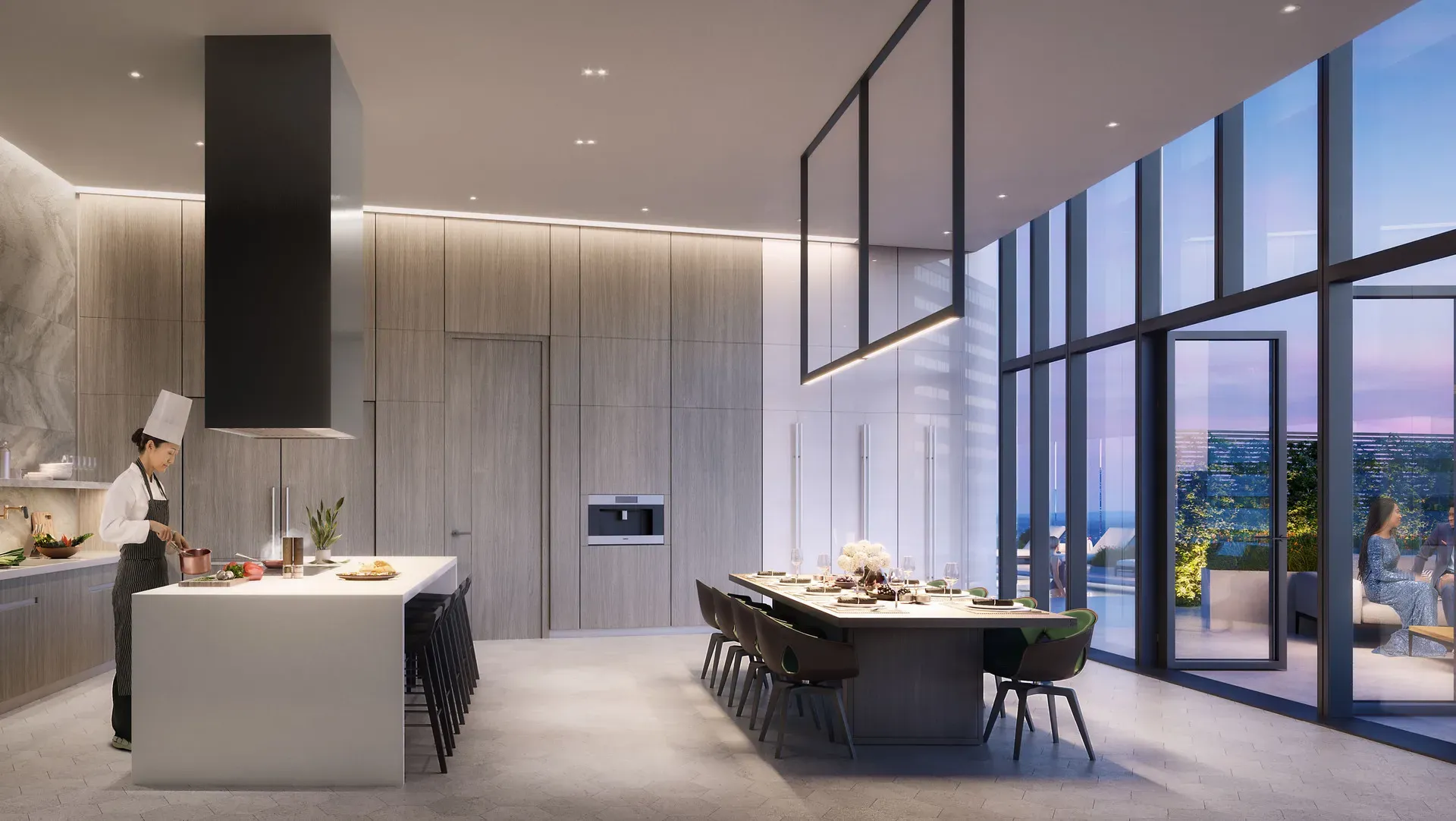 Boston South Station Tower exterior skyline at dusk